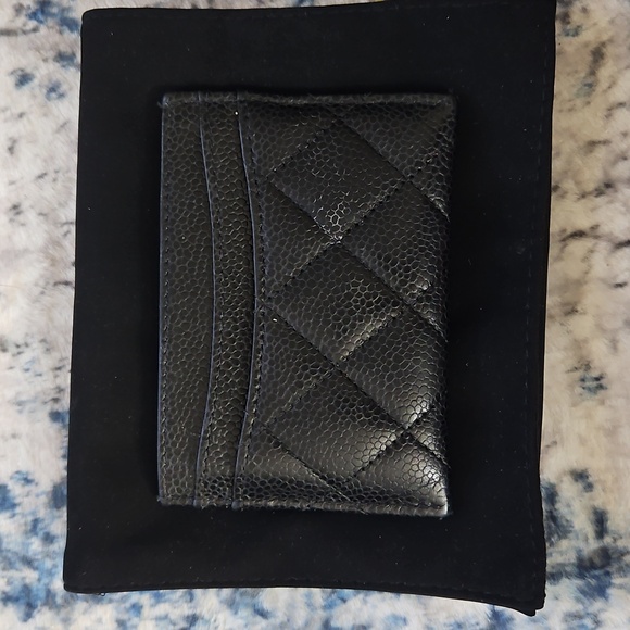 CHANEL Black Caviar Quilted Leather Classic Cardholder Case Gold CC - Picture 6 of 9